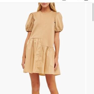 English Factory Tan Cream Bubble Mini Skirt